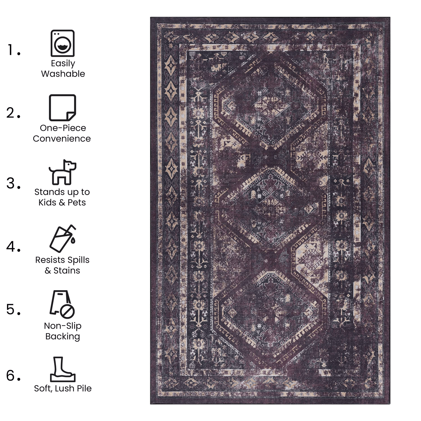Black & Burgundy Entry Rug