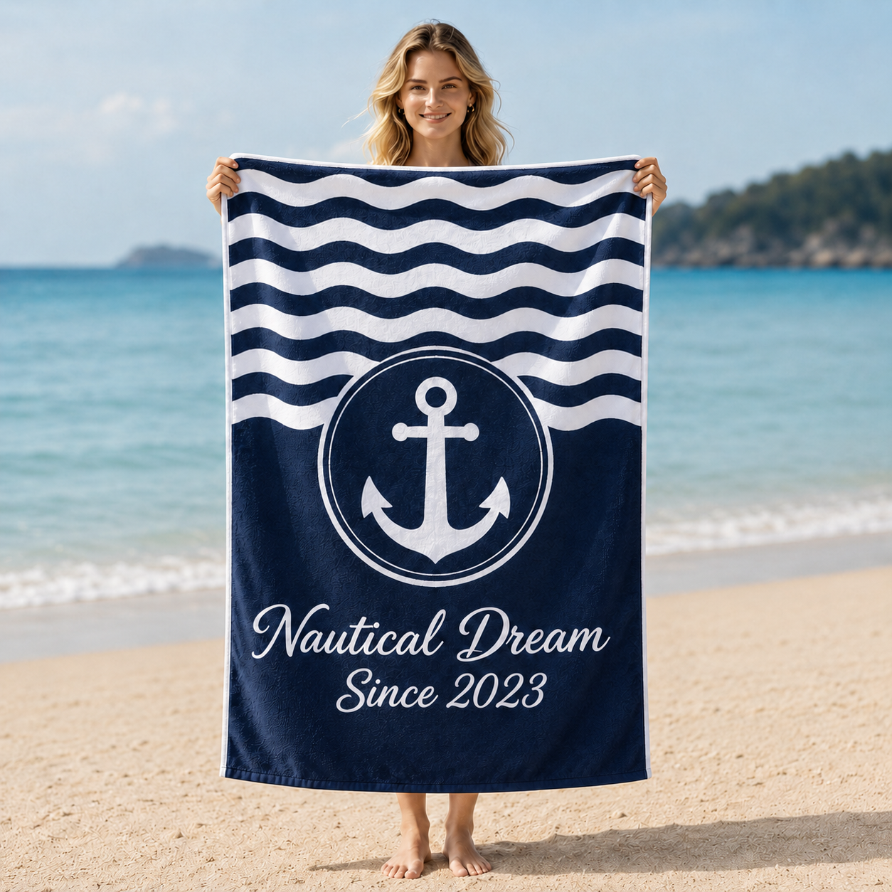 Personalized Oversized Beach Towel – Custom 31" × 71" or 29" × 58" Microfiber Terry Towel