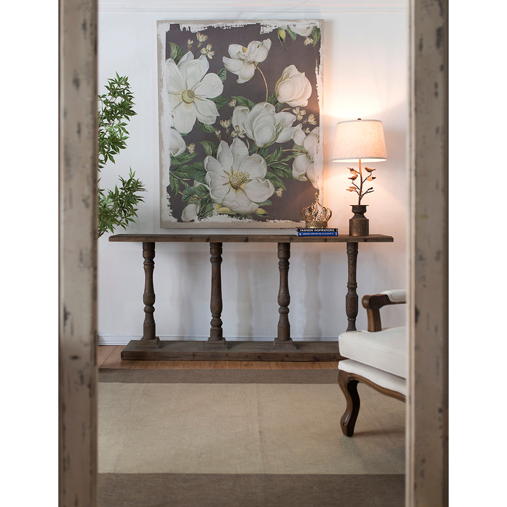 Large Botanical Wall Art Panel in White & Gray