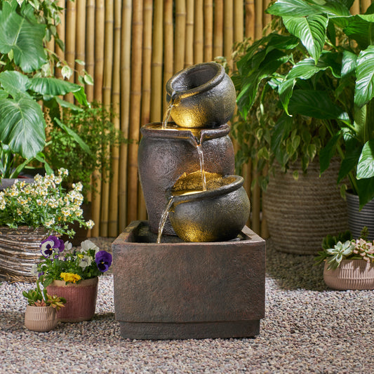 3-Tier Outdoor Fountain with LED Lights