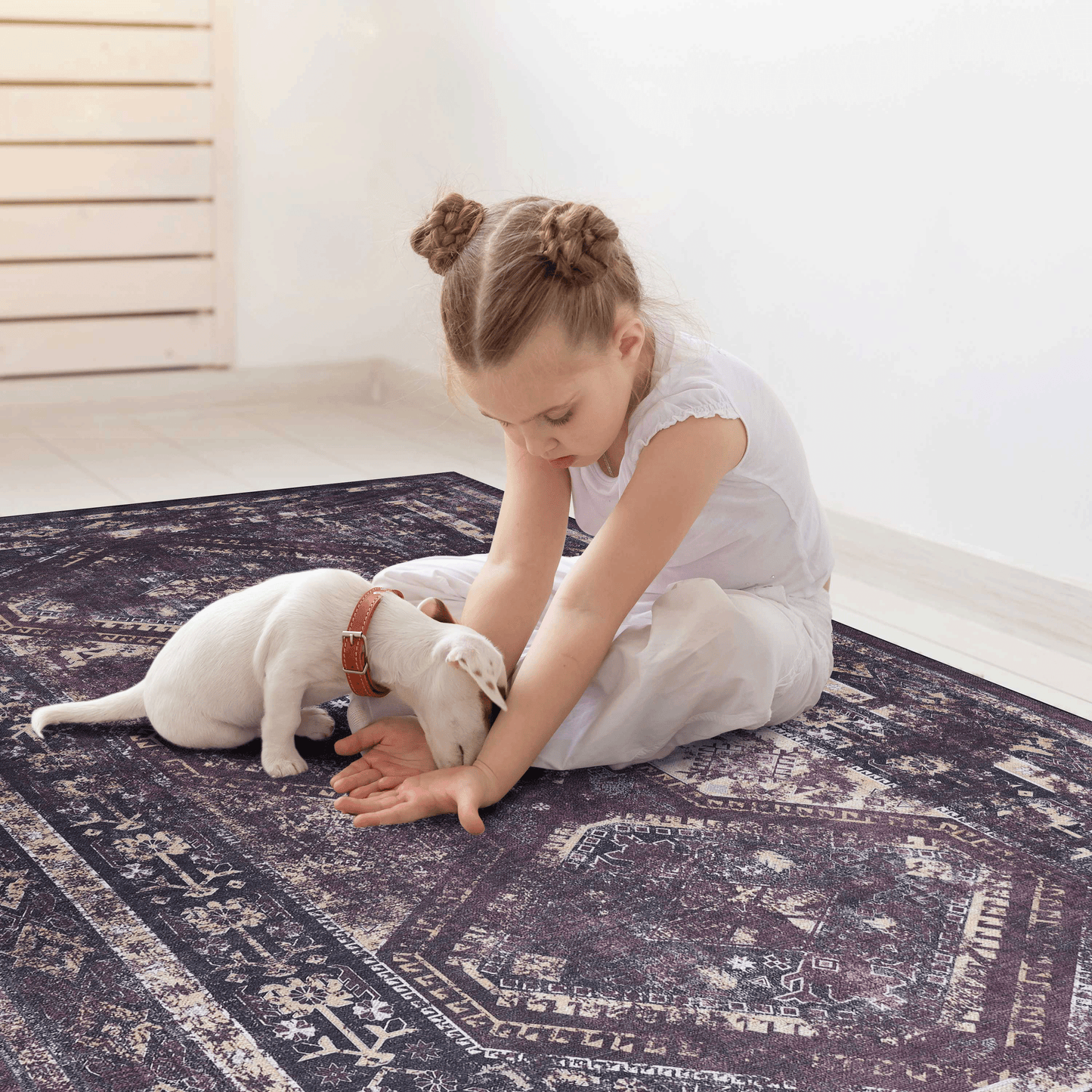 Black & Burgundy Entry Rug