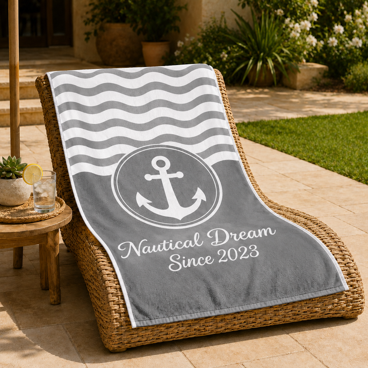 Personalized Oversized Beach Towel – Custom 31" × 71" or 29" × 58" Microfiber Terry Towel