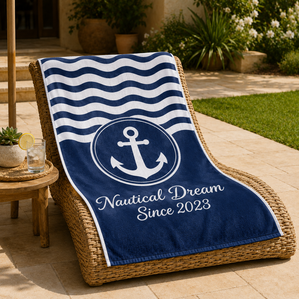 Personalized Oversized Beach Towel – Custom 31" × 71" or 29" × 58" Microfiber Terry Towel