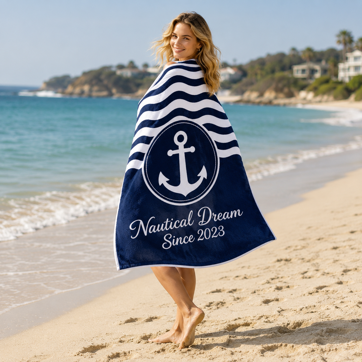 Personalized Oversized Beach Towel – Custom 31" × 71" or 29" × 58" Microfiber Terry Towel