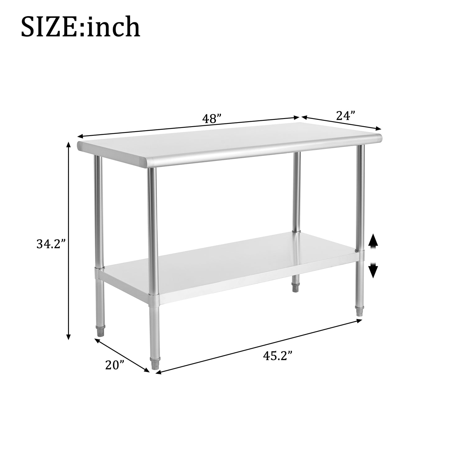 Stainless Steel Prep Table 24 x 48Inch