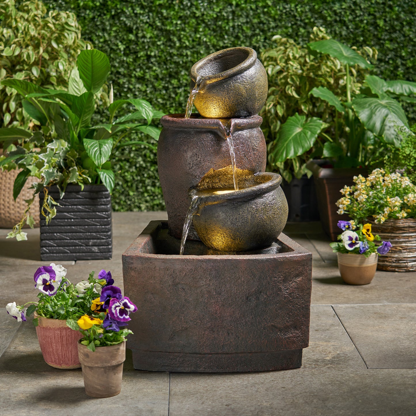 3-Tier Outdoor Fountain with LED Lights
