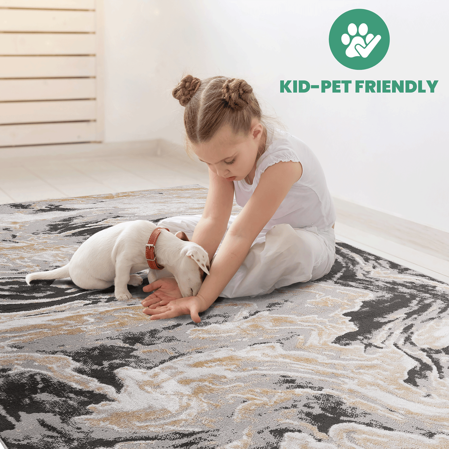 Marble Pattern Stain-Resistant Area Rug