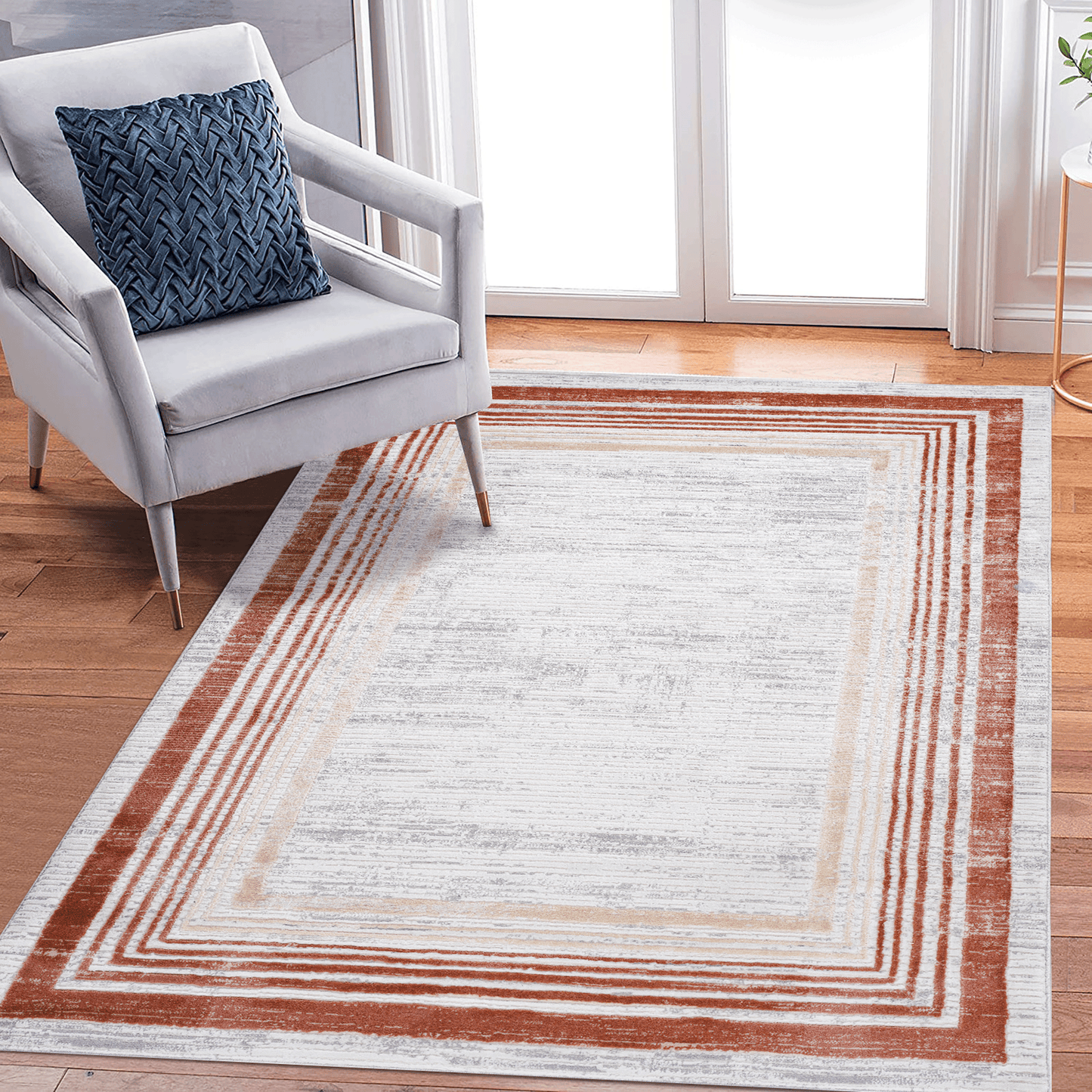 Modern Bordered Area Rug