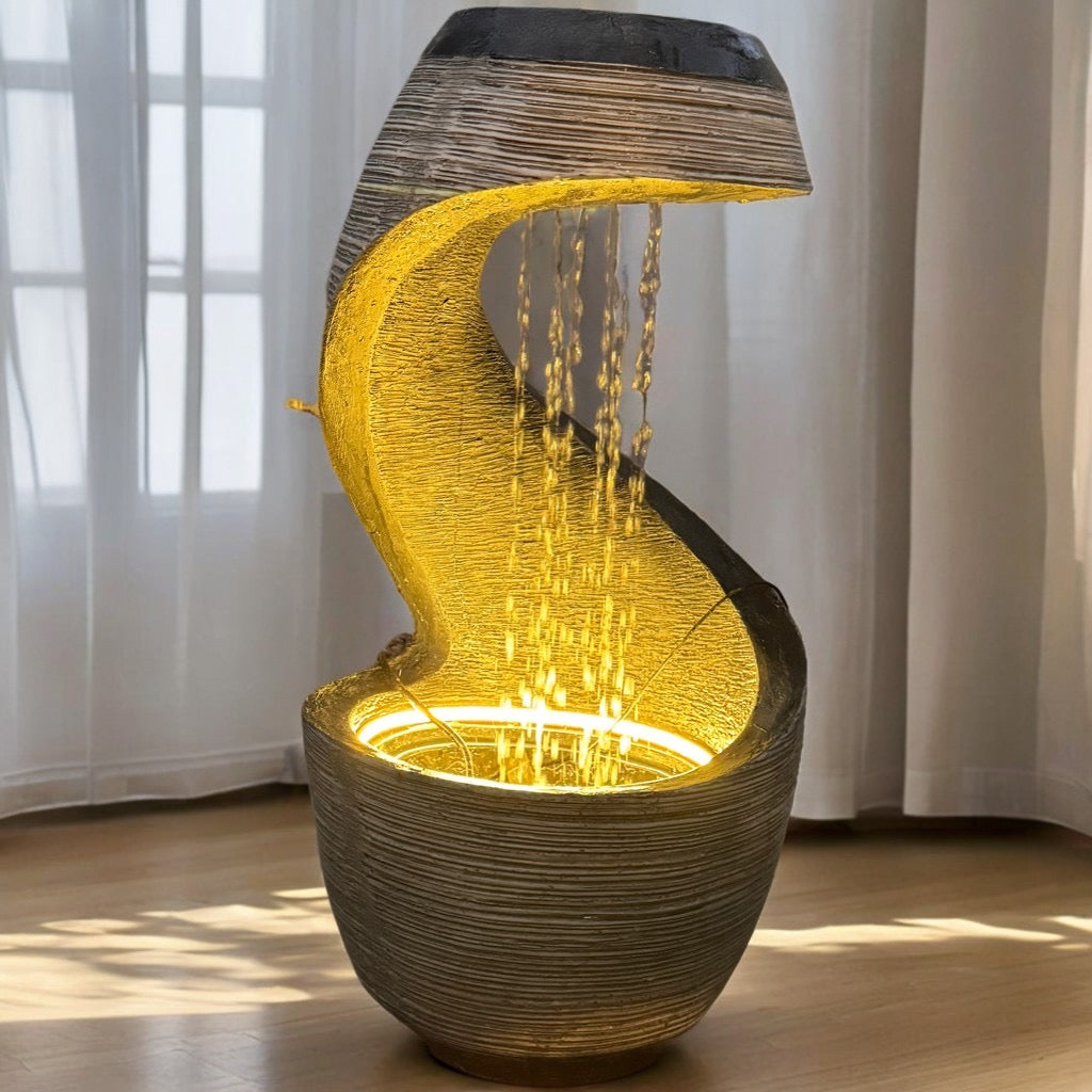 Waterfall Fountain with Planter Bowl