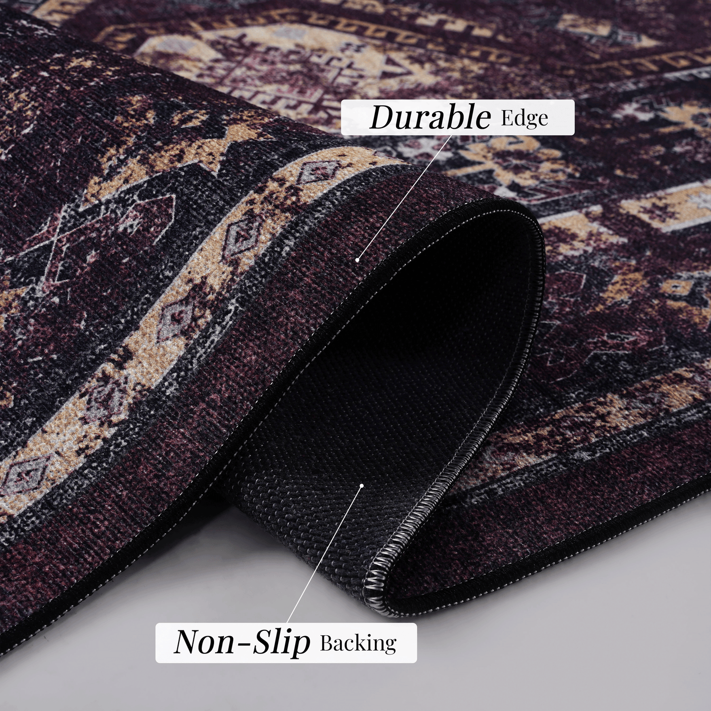 Black & Burgundy Entry Rug
