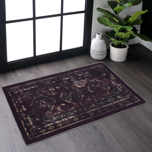 Black & Burgundy Entry Rug